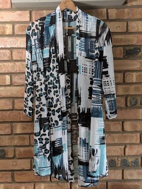 NWT Creation Abstract Print Open Front Cardigan
